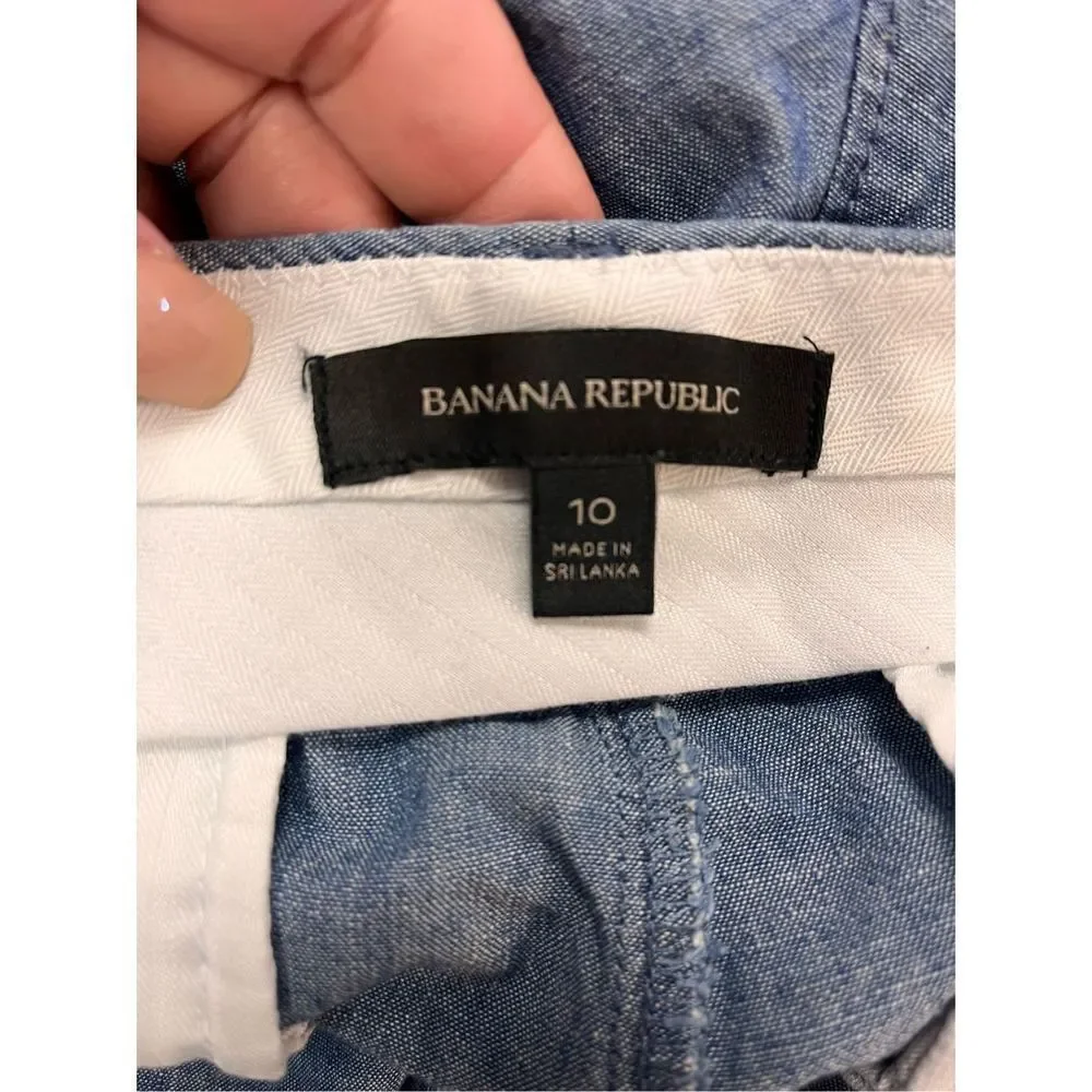 Banana Republic Dark Chambray Bermuda Shorts sz 10 EUC